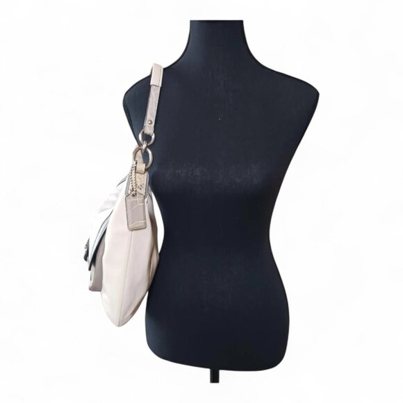 Coach Y2K Kristin Tote Bag: Ivory Leather & Gray Croc Embossed Hobo Bag - Picture 4 of 10